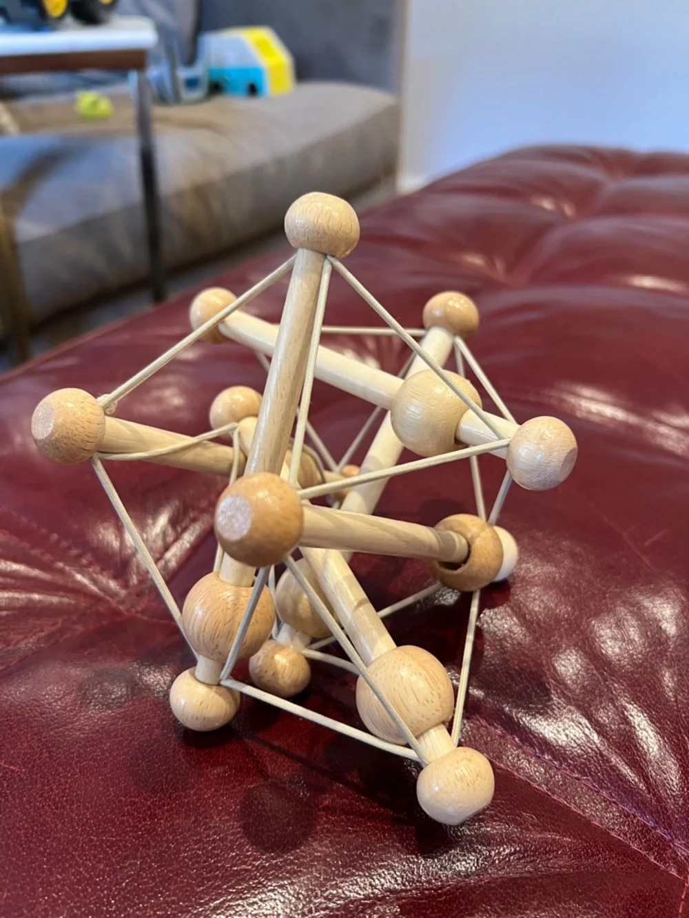 Wooden Geometric Baby Rattle / Sensory Toy‎ - Natural Wood
